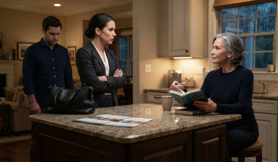 Ashley sits calmly at the kitchen table as her daughter-in-law confronts her about finding a permanent place to live.