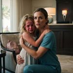 A concerned nurse reunites with her eight-year-old daughter in a beachside hotel lobby after the child was left alone in a hot room.