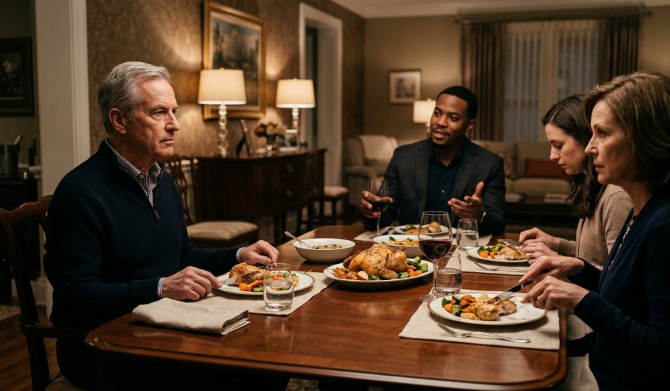 Stepson mocked my pension during a tense family dinner as his stepfather calmly set down his fork and his wife looked on.