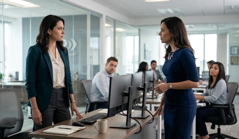 Coworker accused me of seducing her husband during a tense confrontation at my office desk.