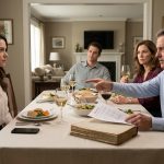 Father demanding that Sabrina pay $3,500 a month during a tense Sunday family lunch while her brother and mother watch.