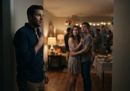 Nathan watches his wife giving his brother a suspiciously private smile during his birthday party at their home.
