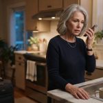 A 65-year-old mother stands quietly in her kitchen during the phone call telling her she isn't invited to her daughter's wedding.