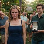 A 28-year-old woman holding a vintage watch at my brother's birthday party while her brother and other family members laugh around her.