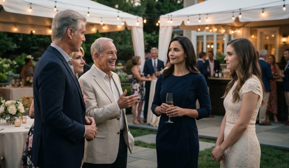 Sonia stands calmly at her sister's elegant engagement party as a stunned guest receives an unexpected phone call after her family says she delivers meal kits.