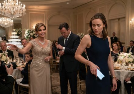 A 31-year-old woman in a blue dress is excluded from family wedding photos as her stepmother orders her to get more ice.