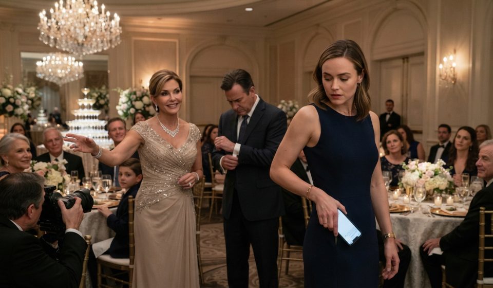 A 31-year-old woman in a blue dress is excluded from family wedding photos as her stepmother orders her to get more ice.