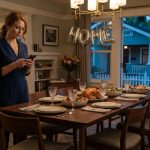 Woman waiting alone at a dinner table after her family never showed up to celebrate her dream house.