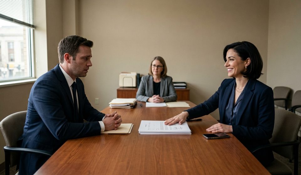 Ex-wife smiled through our divorce as she signed the papers across from Cameron in a family court conference room.