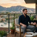 Man reacts during a tense balcony conversation after his girlfriend tells him she doesn't see a future with him.