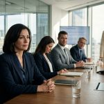 Female executive announces that the VP replaced me at negotiation while Jenny sits quietly across the corporate conference table.
