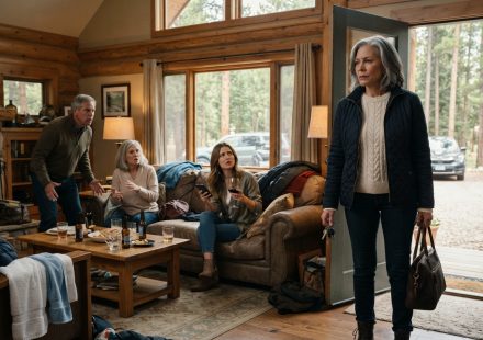 A shocked homeowner entering her Colorado mountain cabin and discovering her daughter-in-law and family occupying the living room without permission.