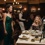 Donna arrives at her birthday dinner and finds her influencer sister and several friends gathered around the restaurant table with a ring light.