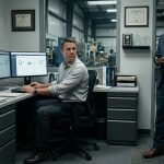 Experienced systems manager calmly faces his CEO after the CEO gave his office to his son at an industrial manufacturing company.