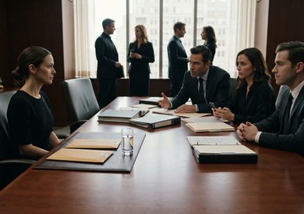 Elise sits in a lawyer's conference room after her mother's funeral while her three confident siblings wait beside two sealed envelopes.