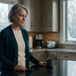 Retired mother standing alone in her kitchen after learning her son got married without telling her.