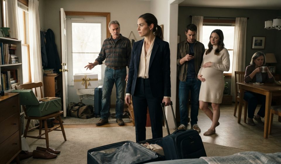 Woman standing in her bedroom after her family kicked her out to make room for her brother and his pregnant wife.