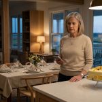 A 68-year-old mother sitting alone beside a prepared cake and dinner after her son skipped my housewarming celebration.