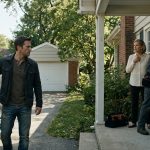 A homeowner confronts his mother and a locksmith outside his inherited family house after discovering an attempt to change the front door locks.