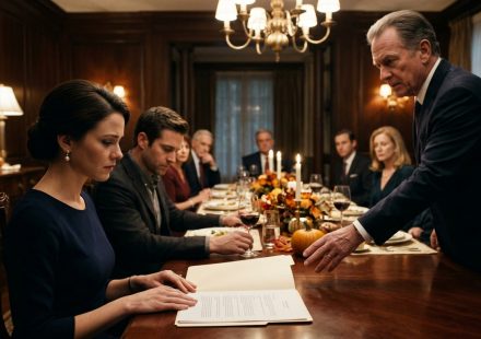 Father-in-law handed me divorce papers during an elegant Thanksgiving dinner as my husband avoided eye contact and family members watched.