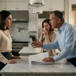 A furious father confronts his 28-year-old daughter in her townhouse kitchen, slamming foreclosure papers onto the counter while her mother and brother watch.
