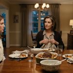 A shocked bride-to-be sits at the family dinner table as her mother demands that she postpone her wedding to accommodate her younger sister's engagement party.