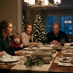 A mother protects her two young children during a tense family dinner as their grandmother announces they will receive no Christmas gifts.
