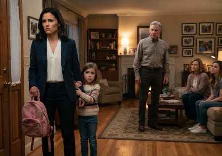 Linda holding Ava's pink backpack as her father tells her to choose between the family and the five-year-old girl.