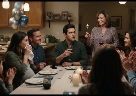 Evan surrounded by relatives as his birthday party turns into an ambush over the home he worked years to buy.