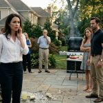 Elizabeth standing stunned at a family barbecue moments after her brother-in-law slapped her in front of their relatives.