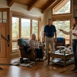 A sixty-three-year-old woman holding an overnight bag as her angry daughter-in-law confronts her inside a luxurious Colorado mountain cabin.