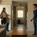 A frustrated 22-year-old man stands in his apartment doorway as his demanding mother arrives with his two youngest siblings, expecting him to babysit without asking.