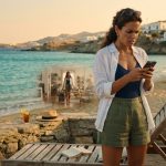 Marin reading a shocking message on a beach in Greece after learning her mother gave her apartment keys to her sister.