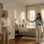 A 63-year-old widow watches her daughter-in-law and son enthusiastically touring the luxurious Victorian mansion she secretly purchased.