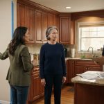 A mother confronts her daughter and a contractor in her kitchen after discovering unauthorized plans to remodel her home.