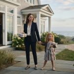 Six-year-old Emily grips her mother's hand outside a luxurious beach house and begs her not to enter the birthday party.