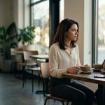 A young woman looks shocked and disappointed during a café conversation as her longtime male friend reveals that their mutual friend is getting married without inviting her.