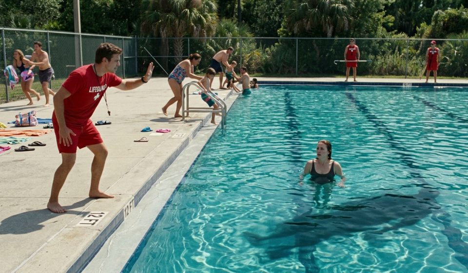 Lifeguard Told Me Not to Move as I floated alone in a deep swimming pool while other swimmers evacuated and a mysterious shadow moved underwater.