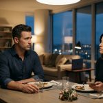 A software engineer confronts his girlfriend in their apartment after she refuses to cut off contact with her ex-boyfriend despite his career sacrifices.
