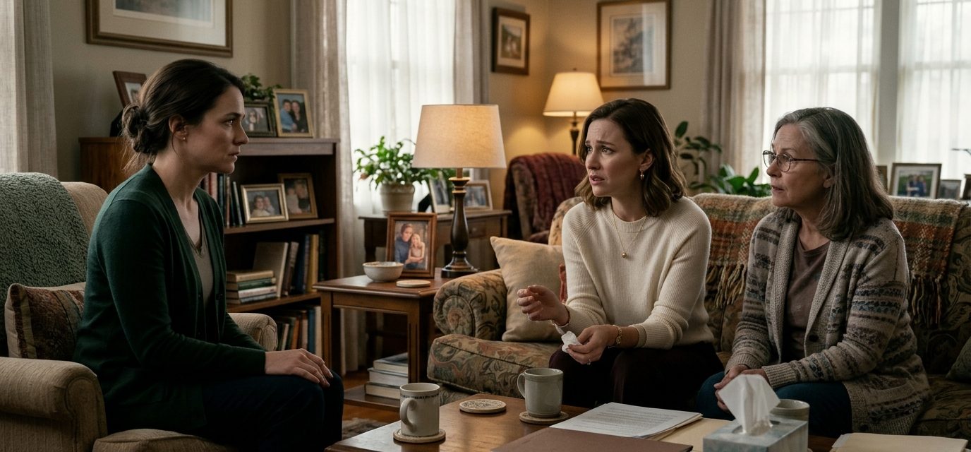 Younger sister shocked as her older sister Anna and their mother pressure her to surrender $50,000 in savings to fund Anna's divorce battle.