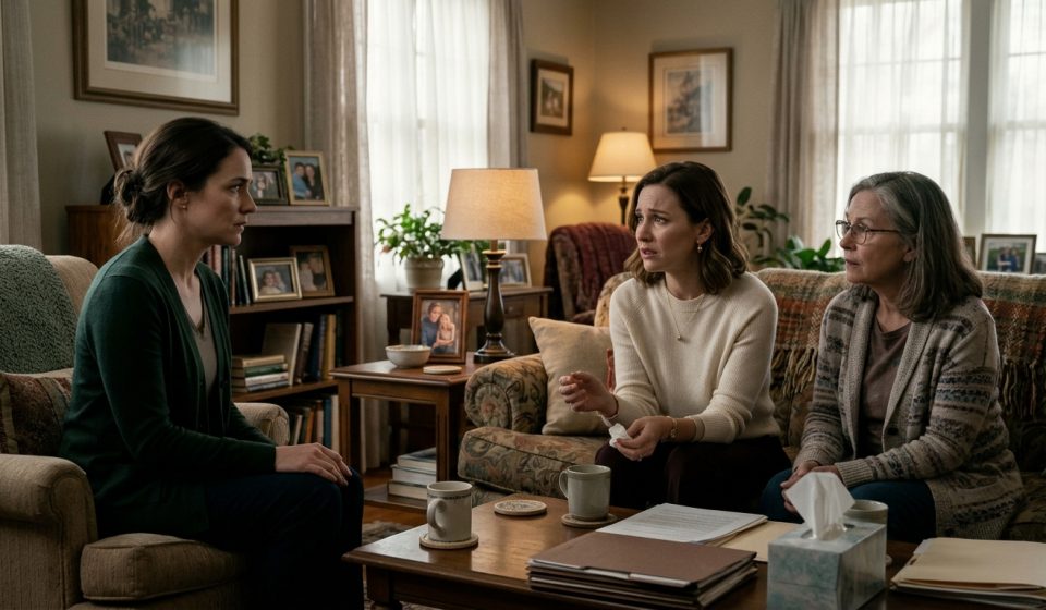 Younger sister shocked as her older sister Anna and their mother pressure her to surrender $50,000 in savings to fund Anna's divorce battle.