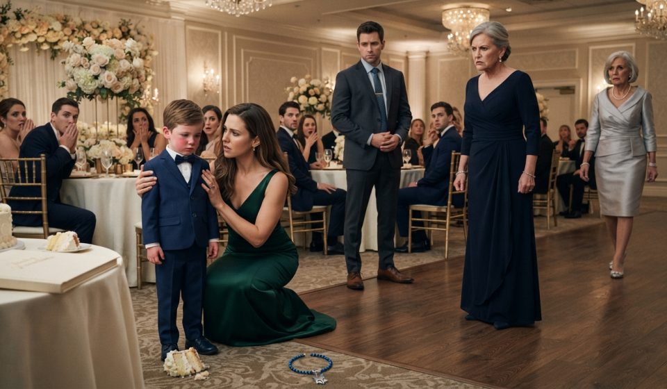 A mother protecting her five-year-old child after her mother-in-law slapped my son over a piece of cake at a wedding reception.