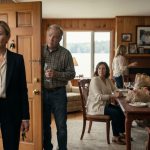 Older woman arriving at her lake house and discovering her daughter-in-law's parents and relatives gathered inside without permission