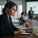 Successful woman sitting in her office after her father says she is not part of this family