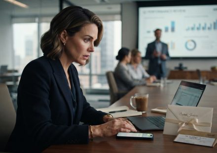 Successful woman sitting in her office after her father says she is not part of this family