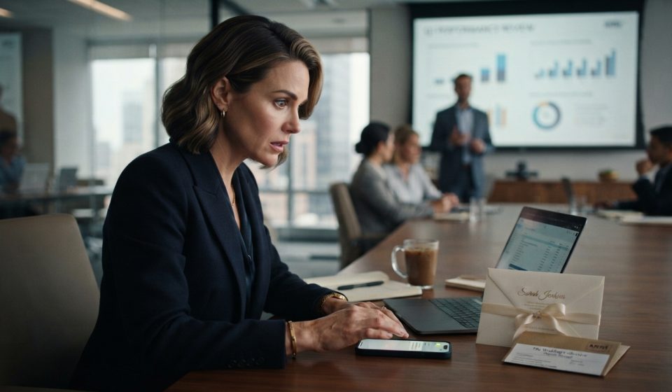 Successful woman sitting in her office after her father says she is not part of this family