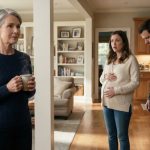 Mother holding coffee as her daughter-in-law tells her to move out of the house