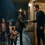 A young man opens his apartment door late at night to find his sister standing in the rain with four young children and a diaper bag.