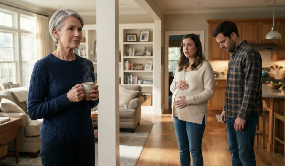 Mother holding coffee as her daughter-in-law tells her to move out of the house