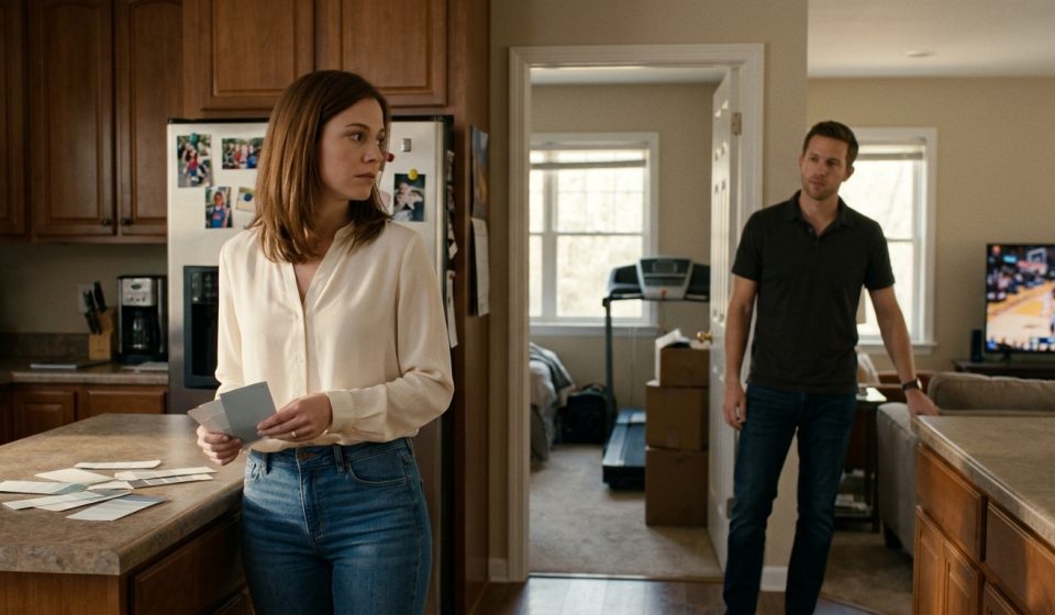 Danielle stands in the doorway of her boyfriend's house, introducing herself to his surprised parents as a tenant during their Easter visit.